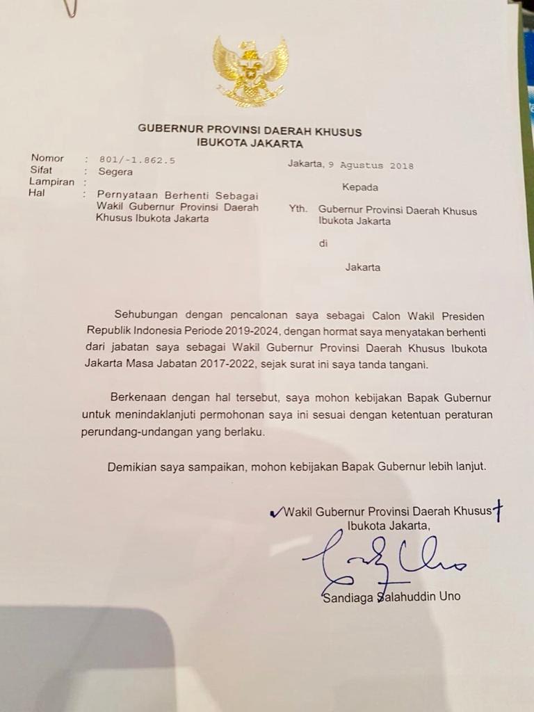Contoh Surat Pengunduran Diri Dari Partai Gerindra